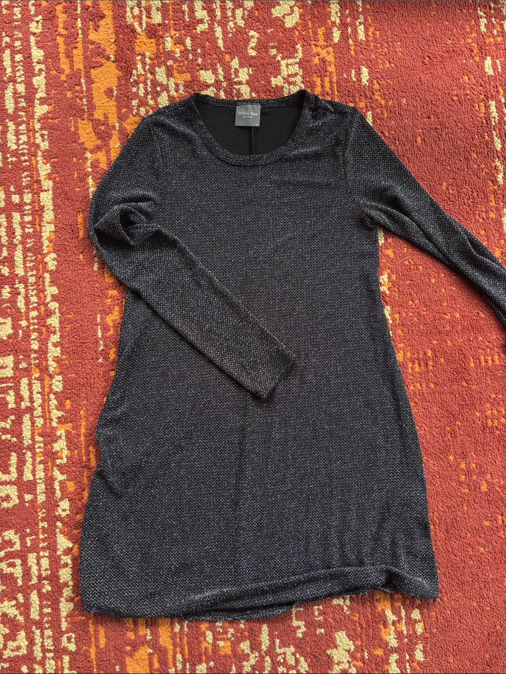 Olivia Rae Black Metallic Long-Sleeve Knit Tunic Dress